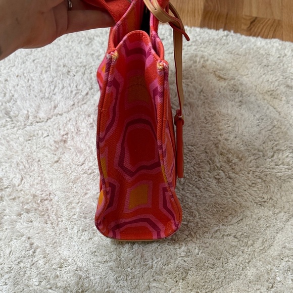 Tory Burch 🛑 Octagon Mini Pink and Red Tote - Picture 3 of 9